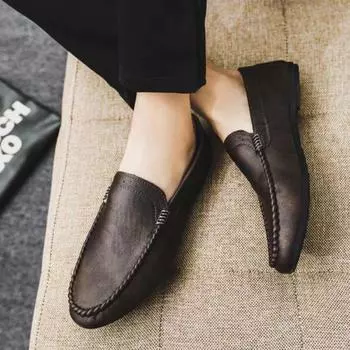 Мужская повседневная обувь, мода 2024 года, нескользящая и водонепроницаемая кожаная обувь для мужчин, дизайнерская, бесплатная доставка, обычная, в продаже 39