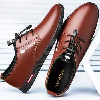 Мужская повседневная обувь, модная кожаная обувь на шнуровке, уличная обувь, мужская спортивная кожаная обувь 39 чёрный