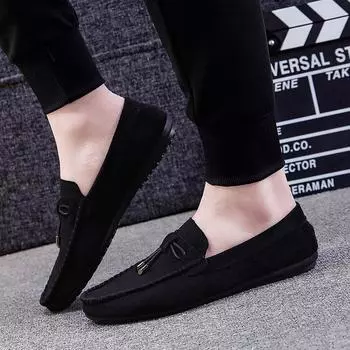 Мужская повседневная обувь, модная мужская обувь, замшевые мягкие мужские лоферы, мокасины для отдыха, мужские туфли без шнуровки для вождения, черные, красные мужские туфли для ленивых 39 красный