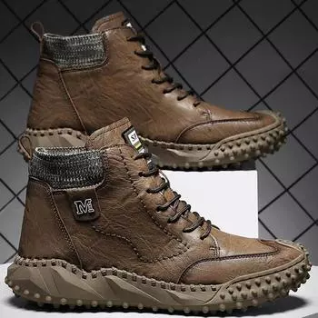 Мужская повседневная обувь, модная, удобная, сшитая вручную обувь для мужчин, мягкая, с хлопковой подкладкой, всесезонная, повседневная обувь, мужские ботинки большого размера 38 чёрный