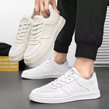 Мужская повседневная обувь. Модные кроссовки на плоской подошве с нескользящей подошвой для активного отдыха и тенниса. Белые туфли. 39 белый