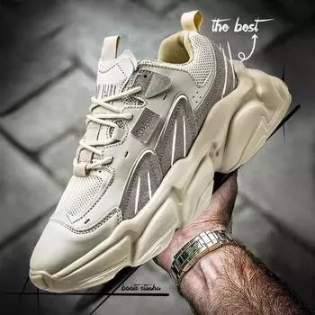 Мужская повседневная обувь, модные мужские толстые кроссовки, увеличивающие рост, папины туфли, толстая подошва, мужская обувь, уличная обувь для ходьбы D395 39 бежевый
