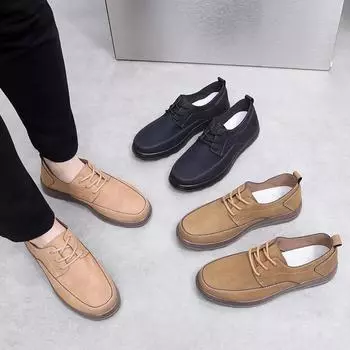 Мужская повседневная обувь, модные оксфордские кроссовки, удобная рабочая обувь для мужчин, деловая повседневная дышащая обувь из искусственной кожи на шнуровке 38 чёрный
