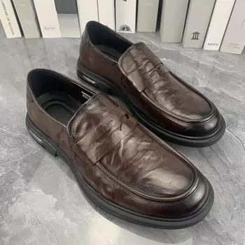 Мужская повседневная обувь, мокасины, кроссовки, ретро, ручной работы, мокасины, обувь, мужская обувь 38 чёрный