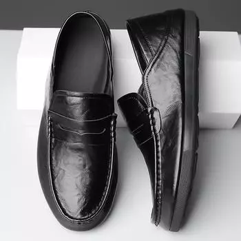 Мужская повседневная обувь, мокасины, кроссовки, ретро, ручной работы, мокасины, обувь, мужская обувь 38 чёрный