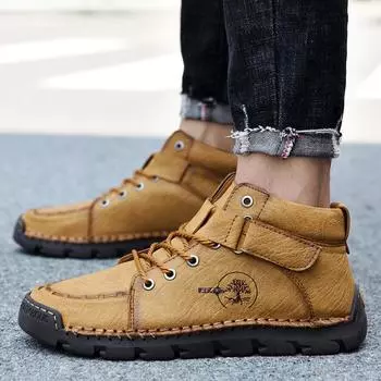 Мужская повседневная обувь, мокасины, кроссовки, ретро, ручной работы, мокасины, обувь, мужская обувь 39 жёлтый