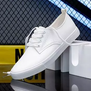 Мужская повседневная обувь, мягкая брендовая мужская обувь на плоской подошве, крутая черно-белая обувь в уличном стиле для молодого человека 39 белый