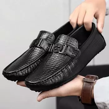 Мужская повседневная обувь Мягкие лоферы из натуральной кожи Мужские туфли на плоской подошве Удобная роскошная обувь Мужская обувь для вождения Мужские брендовые кроссовки ручной работы 44