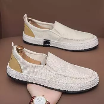 Мужская повседневная обувь, мужская летняя дышащая обувь с низким верхом из льна ручной работы, чехол для одной педали, старая пекинская тканевая обувь, мужская обувь 39