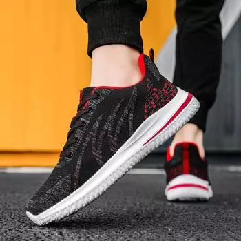 Мужская повседневная обувь Мужская обувь на шнуровке Легкие удобные дышащие кроссовки для ходьбы Tenis Feminino Zapatos 39 красный/чёрный