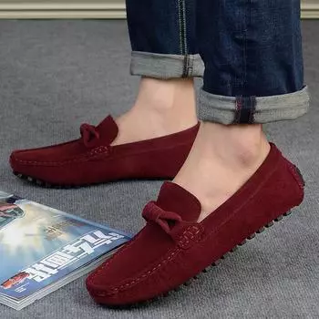 Мужская повседневная обувь, мужские мокасины, туфли на плоской подошве, мужские дышащие туфли для вождения из мягкой кожи, мокасины, замшевые туфли для мужчин, большой размер 38-47 38 синий