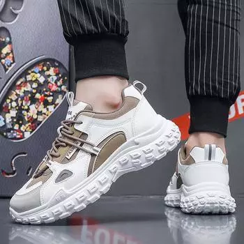 Мужская повседневная обувь на толстой подошве, уличная дышащая обувь для бега 39 хаки