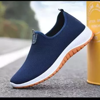 Мужская повседневная обувь, новая модная дышащая эластичная парусиновая обувь, удобные прогулочные туфли на плоской подошве, кроссовки 40 серый