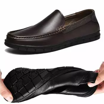 Мужская повседневная обувь Обувь из воловьей кожи Удобные деловые модельные туфли Мужские лоферы Обувь для вождения 40 чёрный