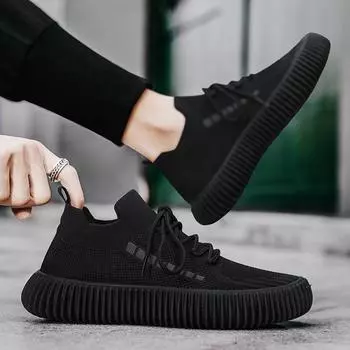 Мужская повседневная обувь, приятная для кожи, мягкая спортивная обувь, нескользящие, износостойкие кроссовки 39 чёрный