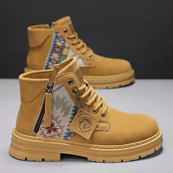 Мужская повседневная обувь, рабочая обувь на шнуровке с толстой подошвой, мужская обувь для работы на открытом воздухе, высококачественные ботинки для походов на осень и зиму 39