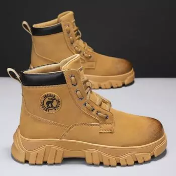 Мужская повседневная обувь, рабочая обувь на шнуровке с толстой подошвой, мужская обувь для работы на открытом воздухе, высококачественные ботинки для походов на осень и зиму 39