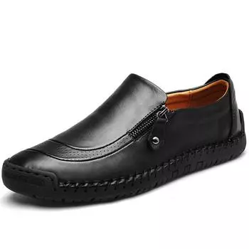 Мужская повседневная обувь размера 38–48, большая кожаная резиновая обувь ручной работы с мягкой подошвой, уличная обувь для вождения автомобиля, мужская повседневная обувь 38 чёрный