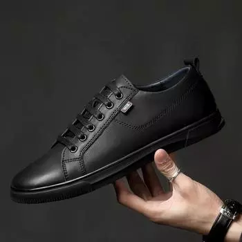 Мужская повседневная обувь, роскошные черные туфли из натуральной кожи на плоской подошве, модные мужские кроссовки, дизайнерская обувь, мужская обувь для скейтбординга ручной работы 38
