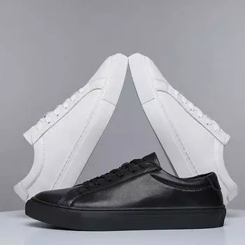 Мужская повседневная обувь, роскошные мужские туфли на плоской подошве, модные белые кроссовки, обувь из натуральной кожи на шнуровке, белые кроссовки 38 чёрный