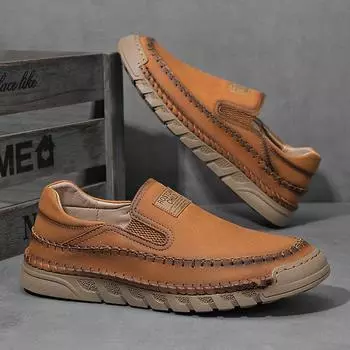 Мужская повседневная обувь ручной работы, лоферы, обувь без застежек для отдыха на открытом воздухе, большие размеры 39-46 39 чёрный