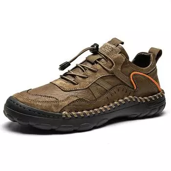 Мужская повседневная обувь ручной работы, удобные и дышащие мокасины, мужская обувь на плоской подошве для отдыха на открытом воздухе 38 хаки