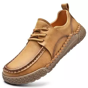 Мужская повседневная обувь ручной работы, удобные мокасины, мужская деловая обувь на плоской подошве, обувь для вождения 38 коричневый