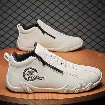 Мужская повседневная обувь с боковой молнией, короткие ботинки, универсальная плоская подошва, модная мужская обувь, подходящая для занятий спортом на открытом воздухе 39