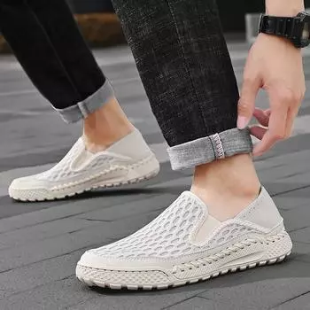 Мужская повседневная обувь Slip on Breathable Mesh Shoes 39 чёрный