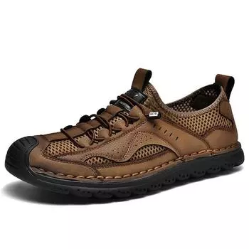 Мужская повседневная обувь с дышащей сеткой, мужские лоферы, удобная обувь для вождения, мокасины, мужская обувь на плоской подошве 38 коричневый
