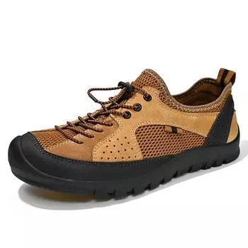 Мужская повседневная обувь с дышащей сеткой, мужские лоферы, удобная обувь для вождения, мокасины, мужская обувь на плоской подошве 38 коричневый