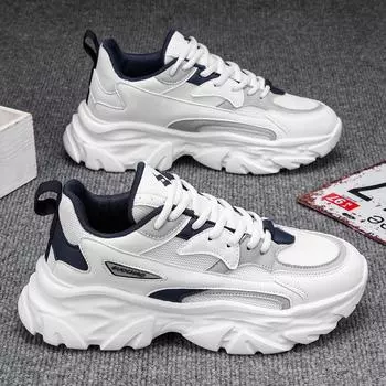 Мужская повседневная обувь с круглым носком, для пешего туризма, на платформе, рекомендуемая дышащая, нескользящая, модная, универсальная, весна и осень 39 серый