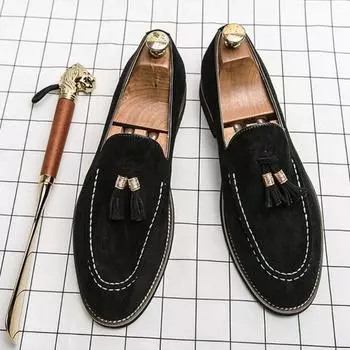 Мужская повседневная обувь с острым носком и кисточками, лоферы, мужская кожаная обувь, легитимный дизайнер, распродажа, новинка 2024 года, тренд Pu 38