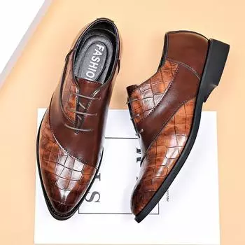 Мужская повседневная обувь с острым носком, на шнуровке, дышащая, новинка 2025 года, высокое качество, модная, удобная, роскошная, мужская кожаная обувь 38