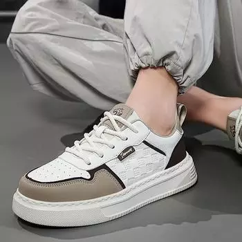 Мужская повседневная обувь с толстой подошвой, стильные кожаные туфли для скейтбординга, новое поступление, мужские кроссовки на шнуровке, дышащие мужские кроссовки из вулканизированной ткани 39