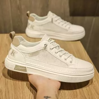 Мужская повседневная обувь сетчатые дышащие модные кроссовки на шнуровке для вождения и ходьбы теннисные туфли для мужчин скейт-кеды Zapatillas Hombre 39 бежевый