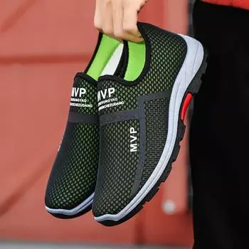 Мужская повседневная обувь, сетчатые летние легкие кроссовки, мужская обувь для ходьбы на открытом воздухе, дышащие мужские мокасины без застежек Zapatillas Hombre 39