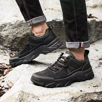 Мужская повседневная обувь Удобная деловая обувь Кожаные кроссовки на шнуровке Обувь для вождения Мужская модная обувь для отдыха на природе Мокасины 7 чёрный