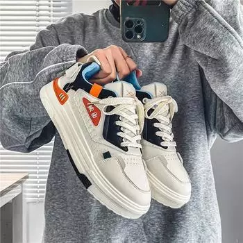 Мужская повседневная обувь, удобная обувь на платформе в корейском стиле, новые летние мужские дышащие вулканизированные туфли на шнуровке Zapatillas 39 оранжевый