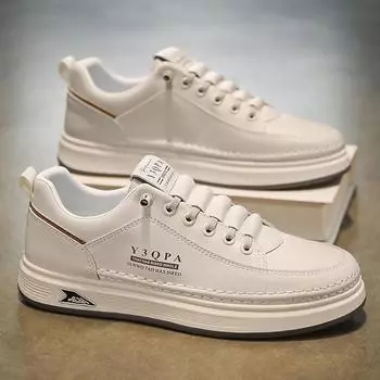 Мужская повседневная обувь Весна и осень Дышащие кожаные кроссовки для мужчин Универсальная обувь для спорта и отдыха Zapatillas De Deporte 39 бежевый