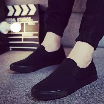Мужская повседневная обувь Высококачественная мужская обувь One Pedal All Black Canvas Shoes Повседневные комплекты мужской дышащей тканевой обуви gvf 39