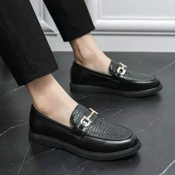 Мужская повседневная обувь в британском стиле, высококачественная дизайнерская деловая официальная обувь, модные кожаные мокасины, удобные туфли 2024 38 чёрный