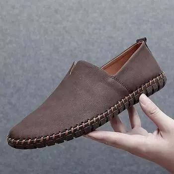 Мужская повседневная обувь в европейском и американском стиле, мужская обувь для вождения, ленивые туфли с низким верхом из мягкой кожи, туфли Doudou, большие размеры, кожаная обувь для мужчин 39 темно-фиолетового
