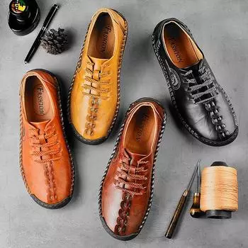 Мужская повседневная обувь в стиле ретро, большой размер, повседневные ботинки ручной работы из натуральной кожи, ботильоны 38 темно-коричневого