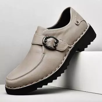 Мужская повседневная обувь в винтажном стиле, натуральная кожа, мужские мокасины, модные удобные туфли, мужская обувь для вождения ручной работы, мокасины 38 чёрный