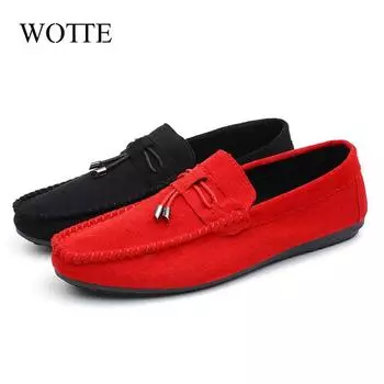 Мужская повседневная обувь Zapatos De Hombre Slip-On Мужские лоферы Обувь Повседневная мужская обувь Взрослые красные мокасины для вождения Мягкие нескользящие лоферы 7 чёрный