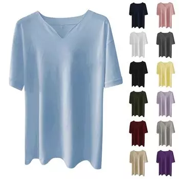 Мужская повседневная однотонная мужская деловая футболка с v-образным вырезом и коротким рукавом для фитнеса L армия зеленый