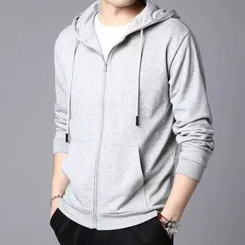 Мужская повседневная однотонная толстовка с капюшоном на весну и осень, кардиган XXXXXL чёрный