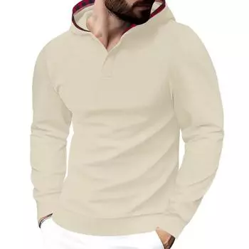 Мужская повседневная однотонная вафельная футболка с капюшоном и длинным рукавом, верхняя часть для активного отдыха S белый