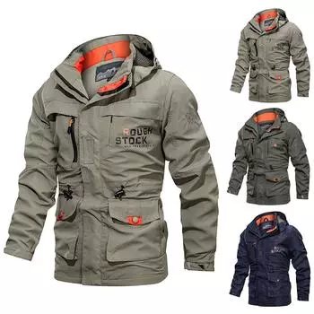 Мужская повседневная осенне-зимняя водонепроницаемая куртка с длинным рукавом и капюшоном на молнии M армия зеленый